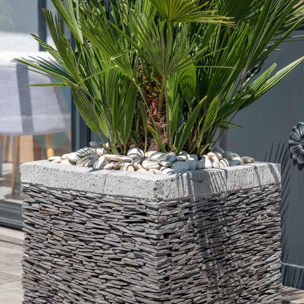 Maceta tiesto jardinera cubo pizarra 50 cm jardà­n terraza piedra natural