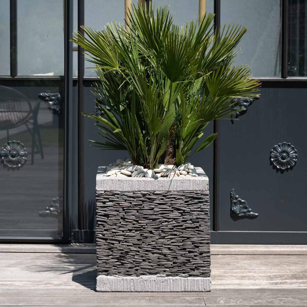 Maceta tiesto jardinera cubo pizarra 50 cm jardà­n terraza piedra natural