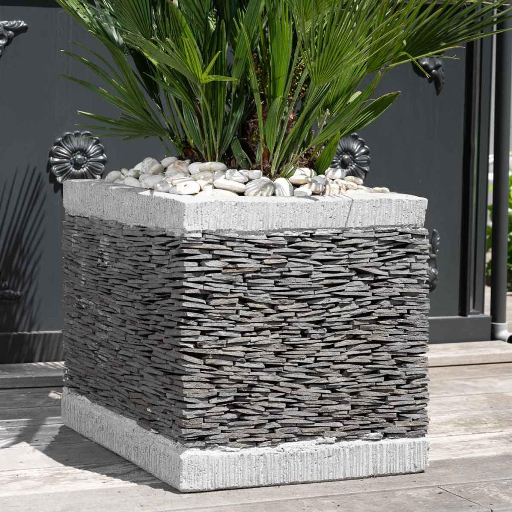 Maceta tiesto jardinera cubo pizarra 50 cm jardà­n terraza piedra natural