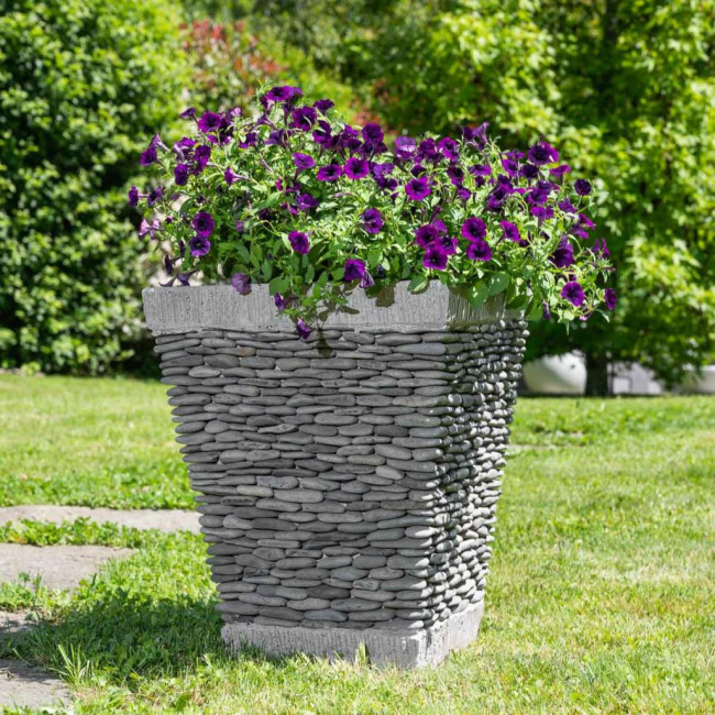 Maceta tiesto jardinera cuadrada piedra 50 cm jardà­n exterior zen