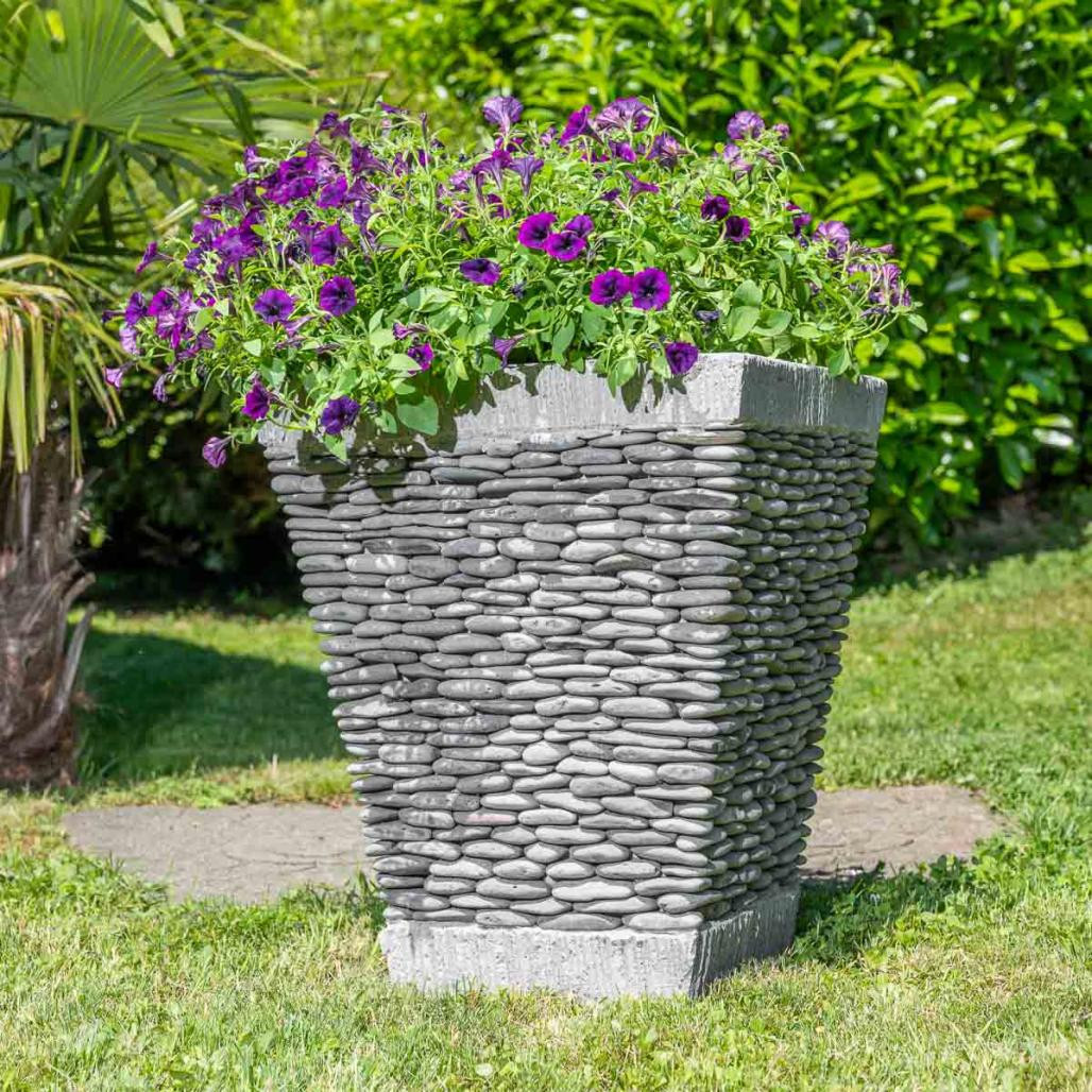 Maceta tiesto jardinera cuadrada piedra 50 cm jardà­n exterior zen