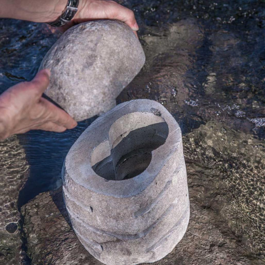 Làmpara de piedra de rà­o para jardà­n 30-35 cm