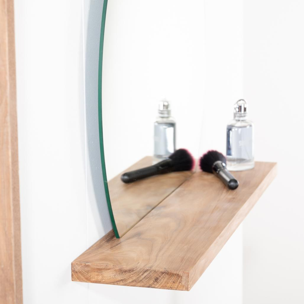 Espejo Bolonia redondo de teca maciza para cuarto de baño Espejo Bolonia redondo de teca maciza para cuarto de baño