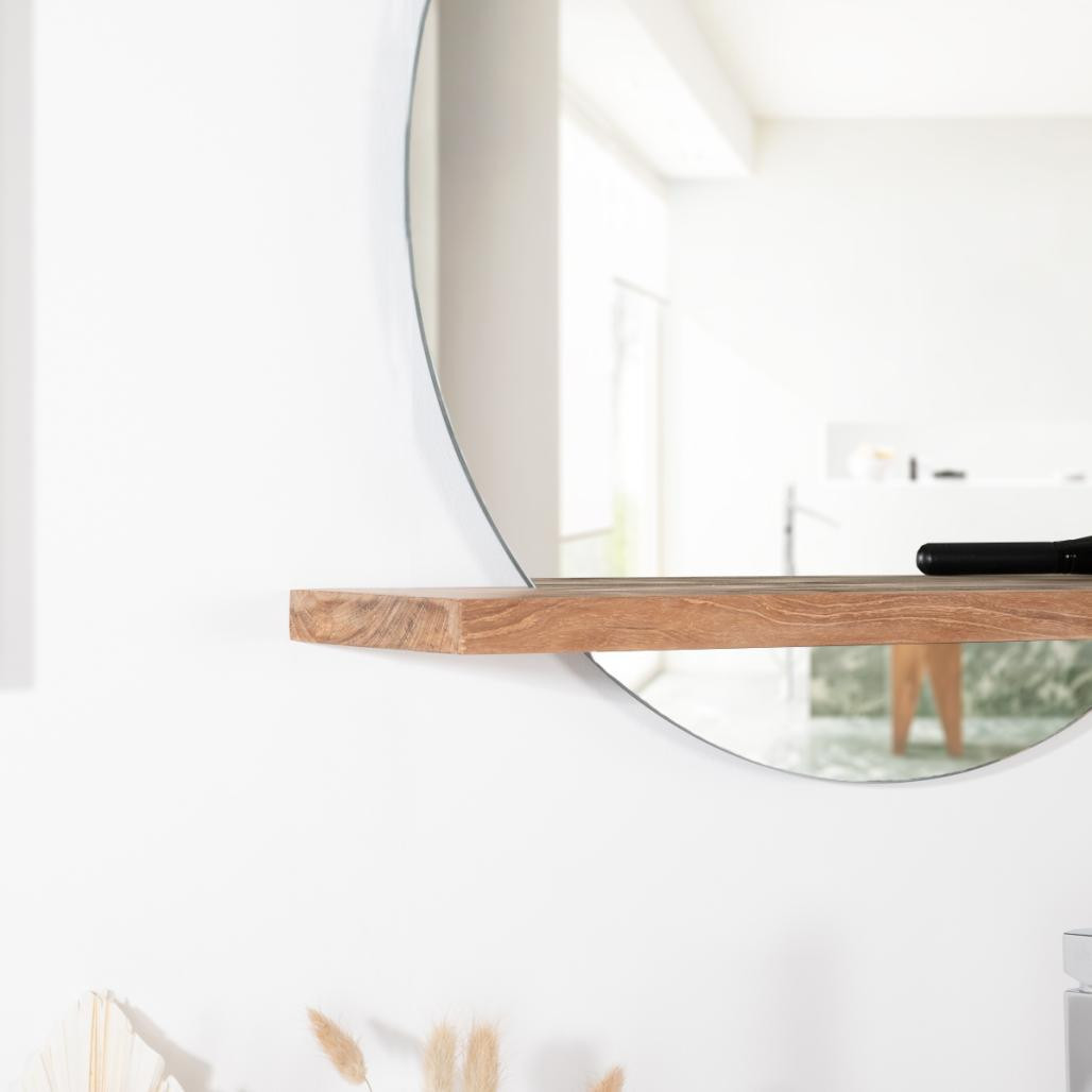 Espejo Bolonia redondo de teca maciza para cuarto de baño Espejo Bolonia redondo de teca maciza para cuarto de baño