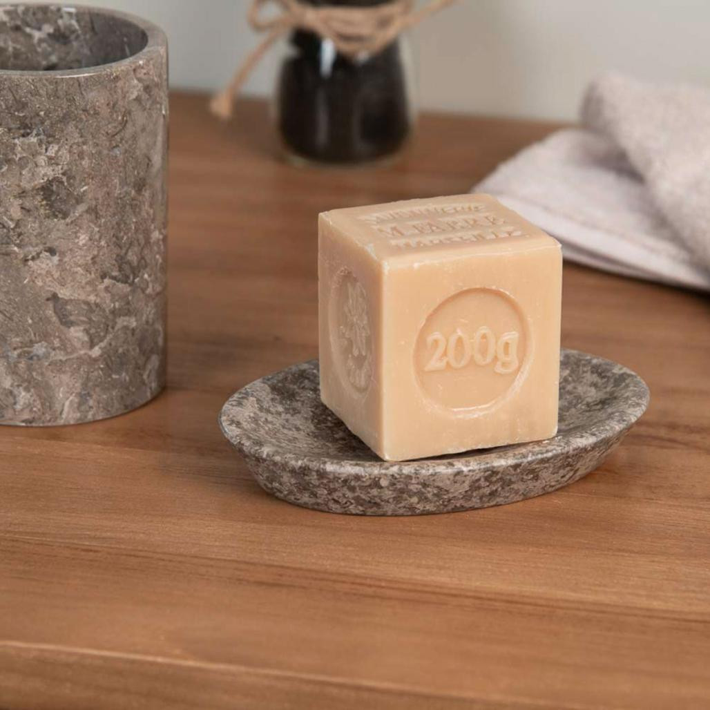 Ensemble gobelet porte savon en marbre gris Ensemble gobelet porte savon en marbre gris