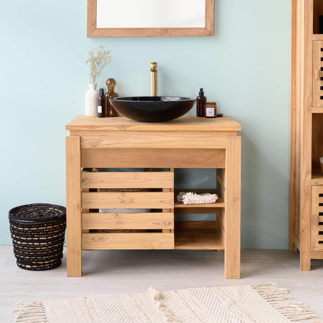 Mueble para cuarto de baño de teca Zen 85 cm Mueble para cuarto de baño de teca Zen 85 cm