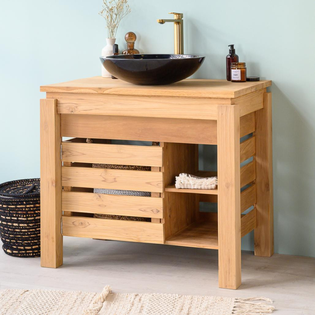 Mueble para cuarto de baño de teca Zen 85 cm Mueble para cuarto de baño de teca Zen 85 cm