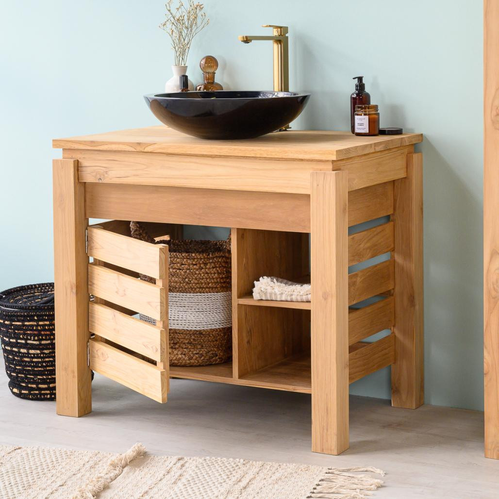 Mueble para cuarto de baño de teca Zen 85 cm Mueble para cuarto de baño de teca Zen 85 cm