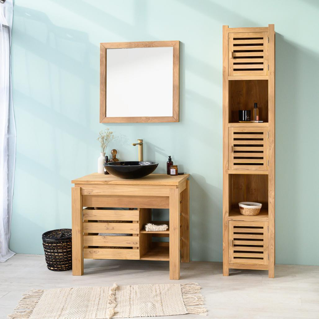 Mueble para cuarto de baño de teca Zen 85 cm Mueble para cuarto de baño de teca Zen 85 cm