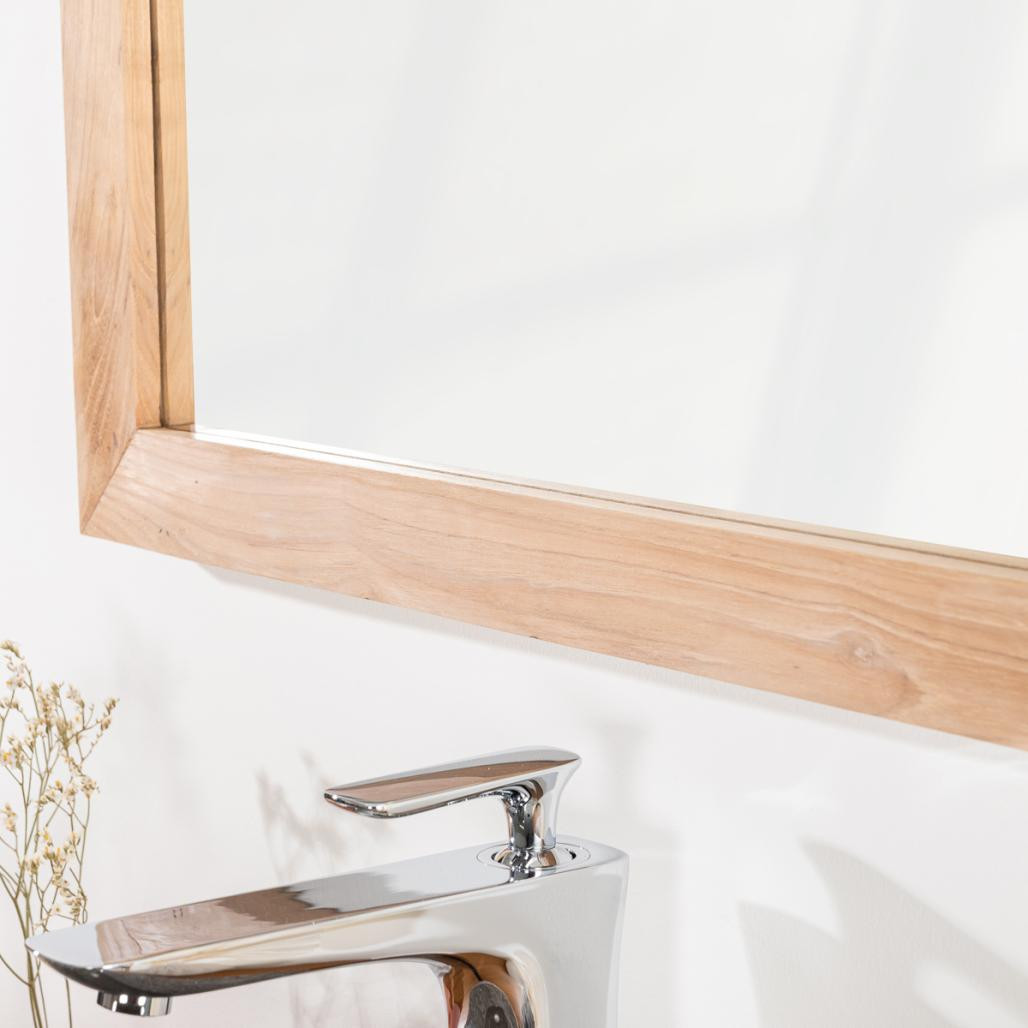 Espejo cuadrado de teca maciza 70