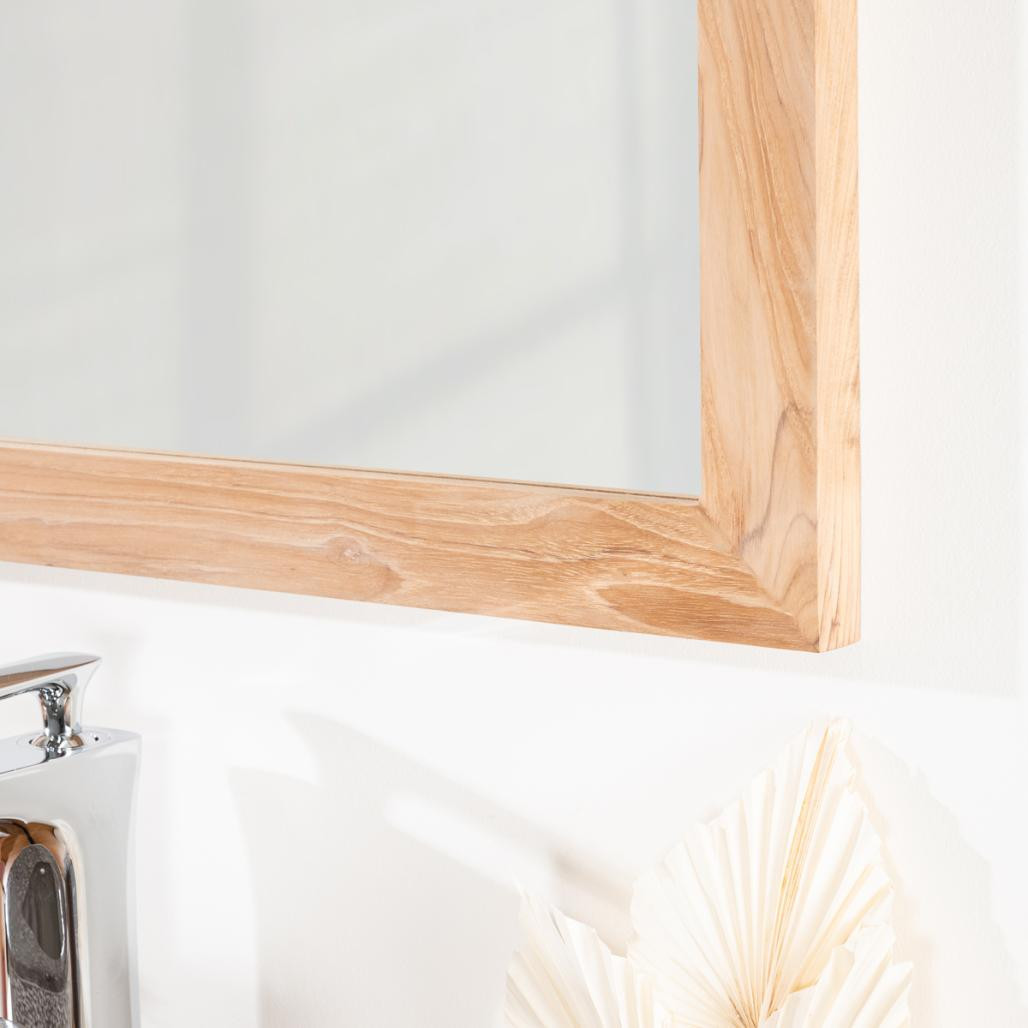 Espejo cuadrado de teca maciza 70