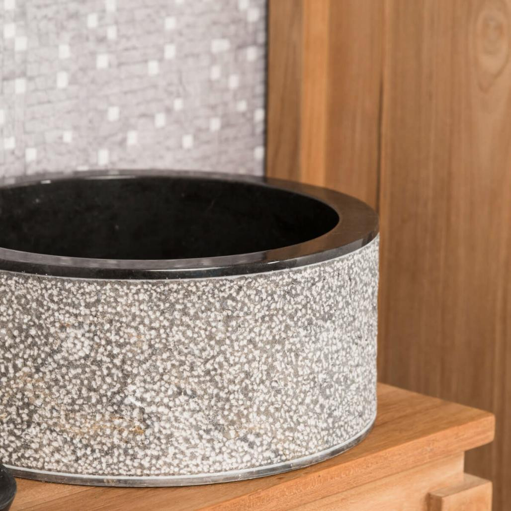 Lavabo de mármol para cuarto de baño Elba negro 35 cm Lavabo de mármol para cuarto de baño Elba negro 35 cm