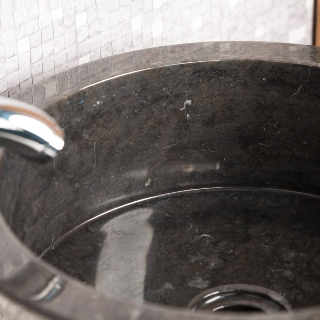 Lavabo de mármol para cuarto de baño Elba negro 35 cm Lavabo de mármol para cuarto de baño Elba negro 35 cm