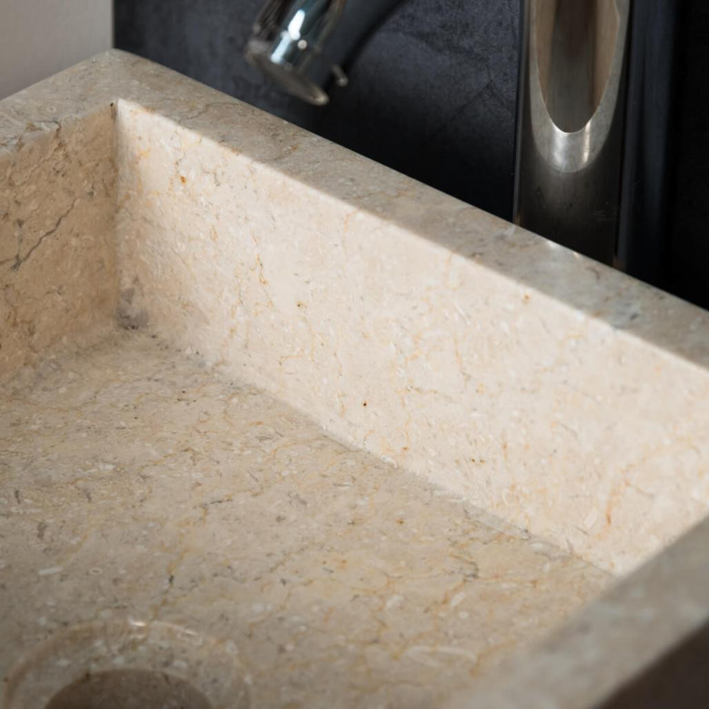 Lavabo sobre encimera de mármol Milán blanco 30 cm Lavabo sobre encimera de mármol Milán blanco 30 cm