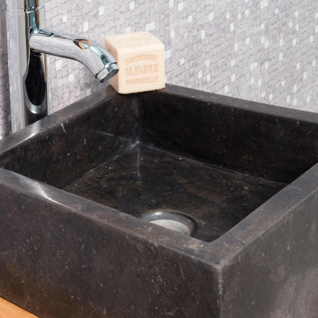 Lavabo de mármol para cuarto de baño milán negro 30 cm Lavabo de mármol para cuarto de baño milán negro 30 cm