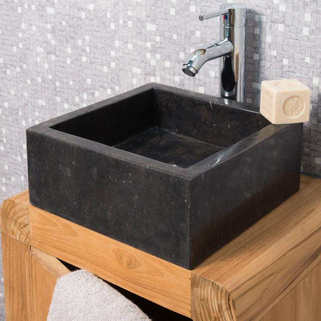 Lavabo de mármol para cuarto de baño milán negro 30 cm Lavabo de mármol para cuarto de baño milán negro 30 cm
