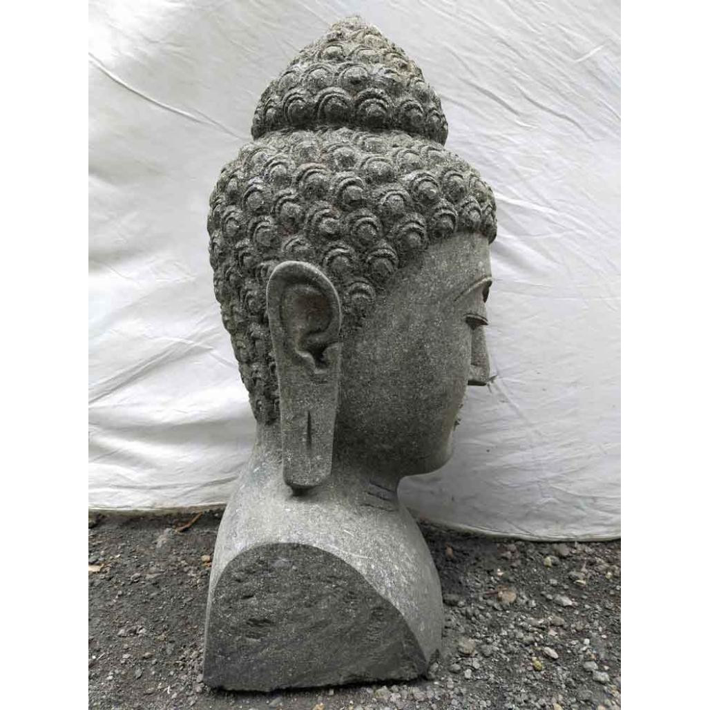 Estatua exterior zen busto de buda de piedra volcànica 70 cm Estatua exterior zen busto de buda de piedra volcànica 70 cm