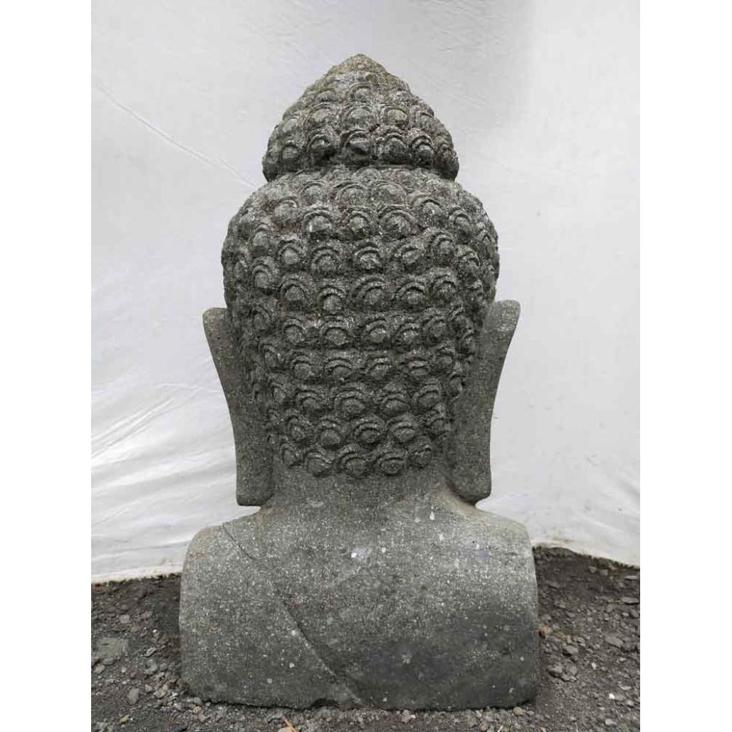 Estatua exterior zen busto de buda de piedra volcànica 70 cm Estatua exterior zen busto de buda de piedra volcànica 70 cm