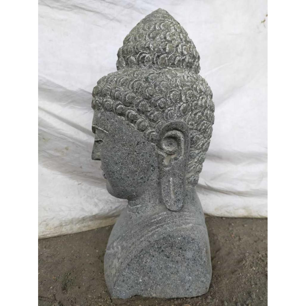 Estatua exterior zen busto de buda de piedra volcànica 70 cm Estatua exterior zen busto de buda de piedra volcànica 70 cm