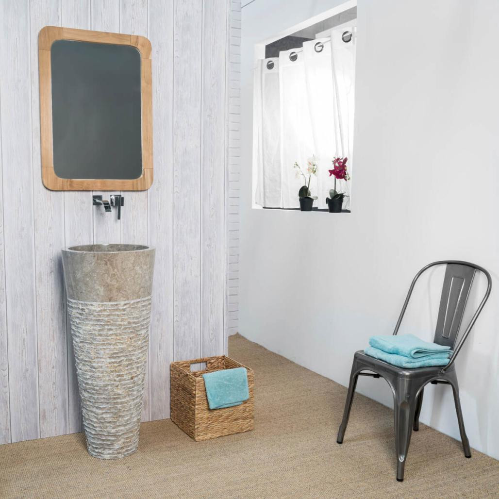 Lavabo de pie de mármol para cuarto de baño Florencia gris