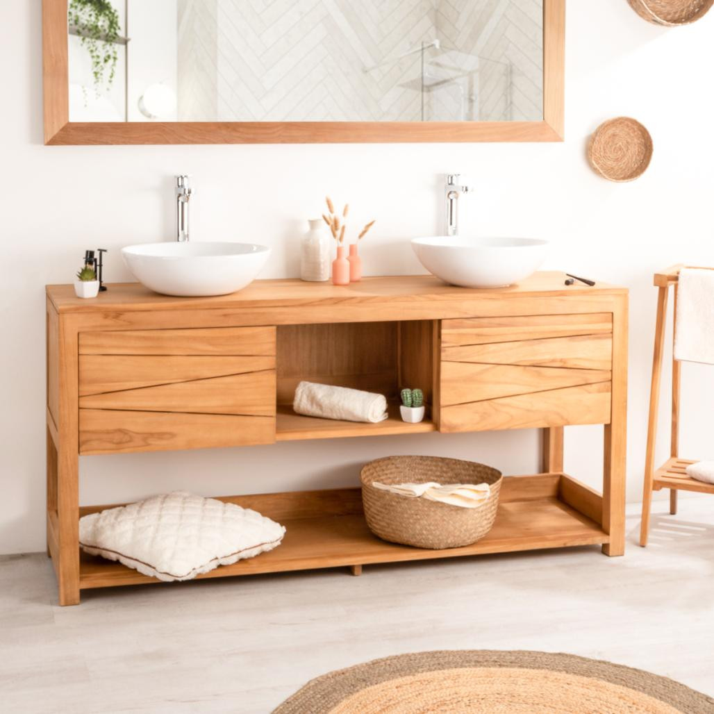Mueble doble para lavabo de teca Cosy 160 cm