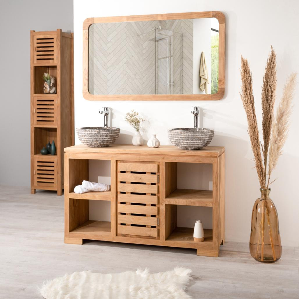 Mueble para cuarto de baño de teca maciza 120 cm