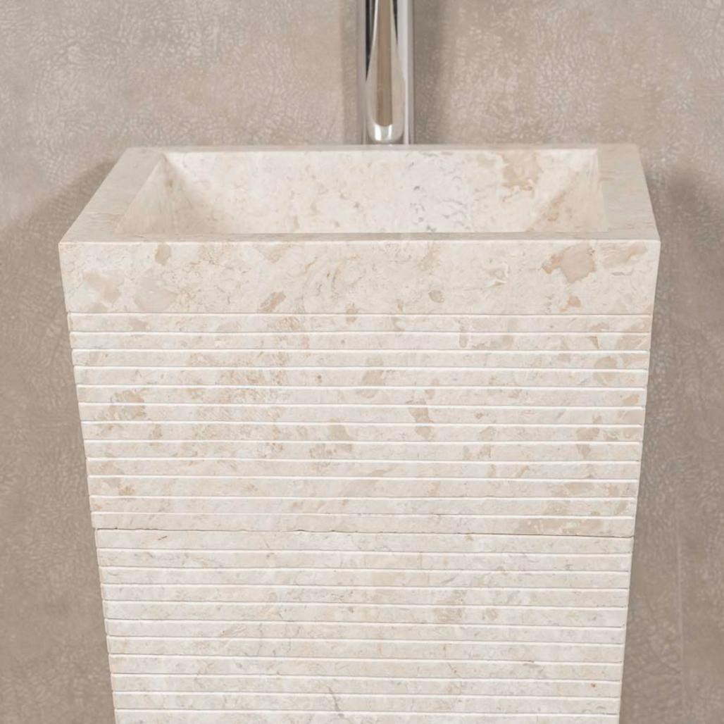 Lavabo de pie piramidal de piedra para cuarto de baño Guiza crema Lavabo de pie piramidal de piedra para cuarto de baño Guiza crema