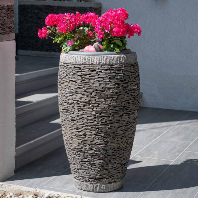Maceta tiesto jardinera ovalada pizarra 80 cm jardà­n piedra natural