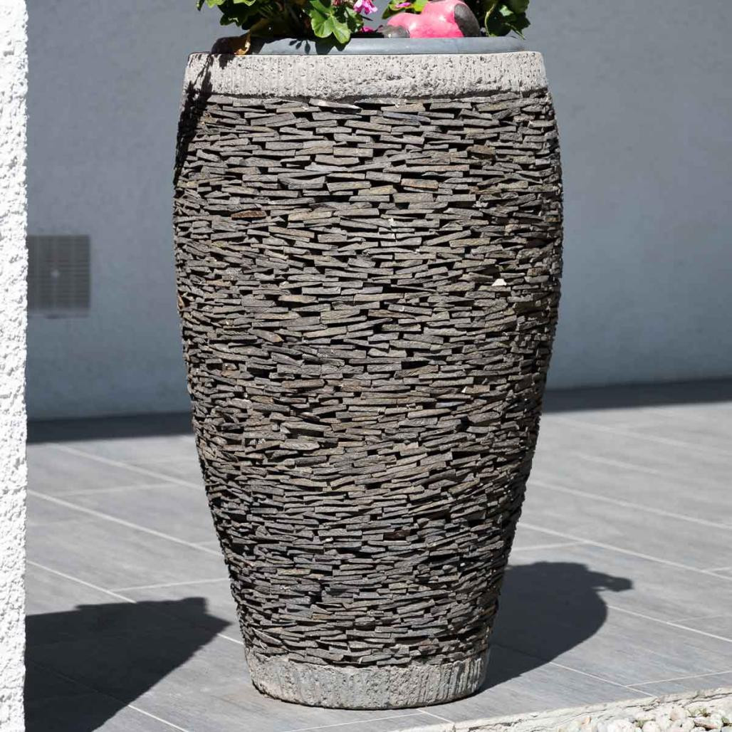 Maceta tiesto jardinera ovalada pizarra 80 cm jardà­n piedra natural