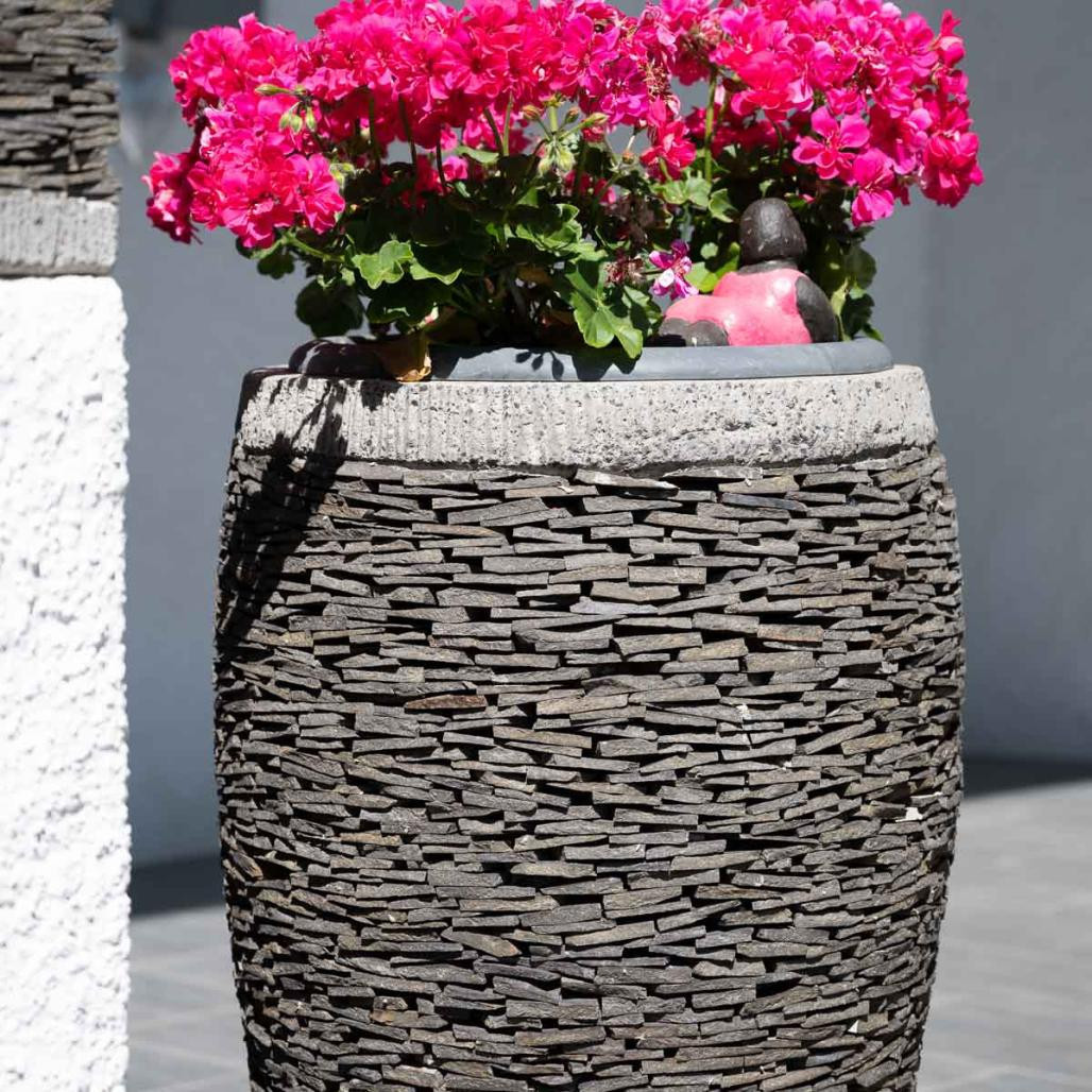 Maceta tiesto jardinera ovalada pizarra 80 cm jardà­n piedra natural