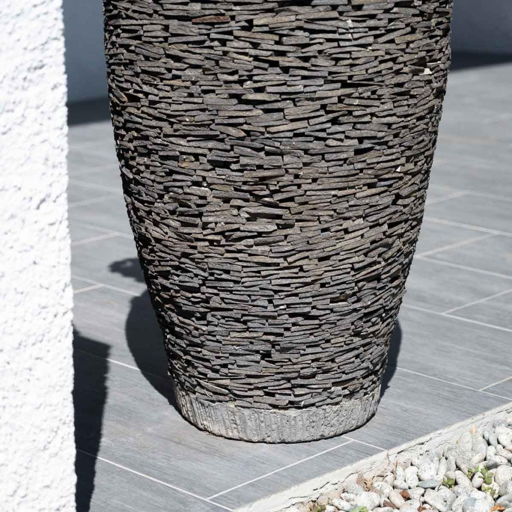 Maceta tiesto jardinera ovalada pizarra 80 cm jardà­n piedra natural