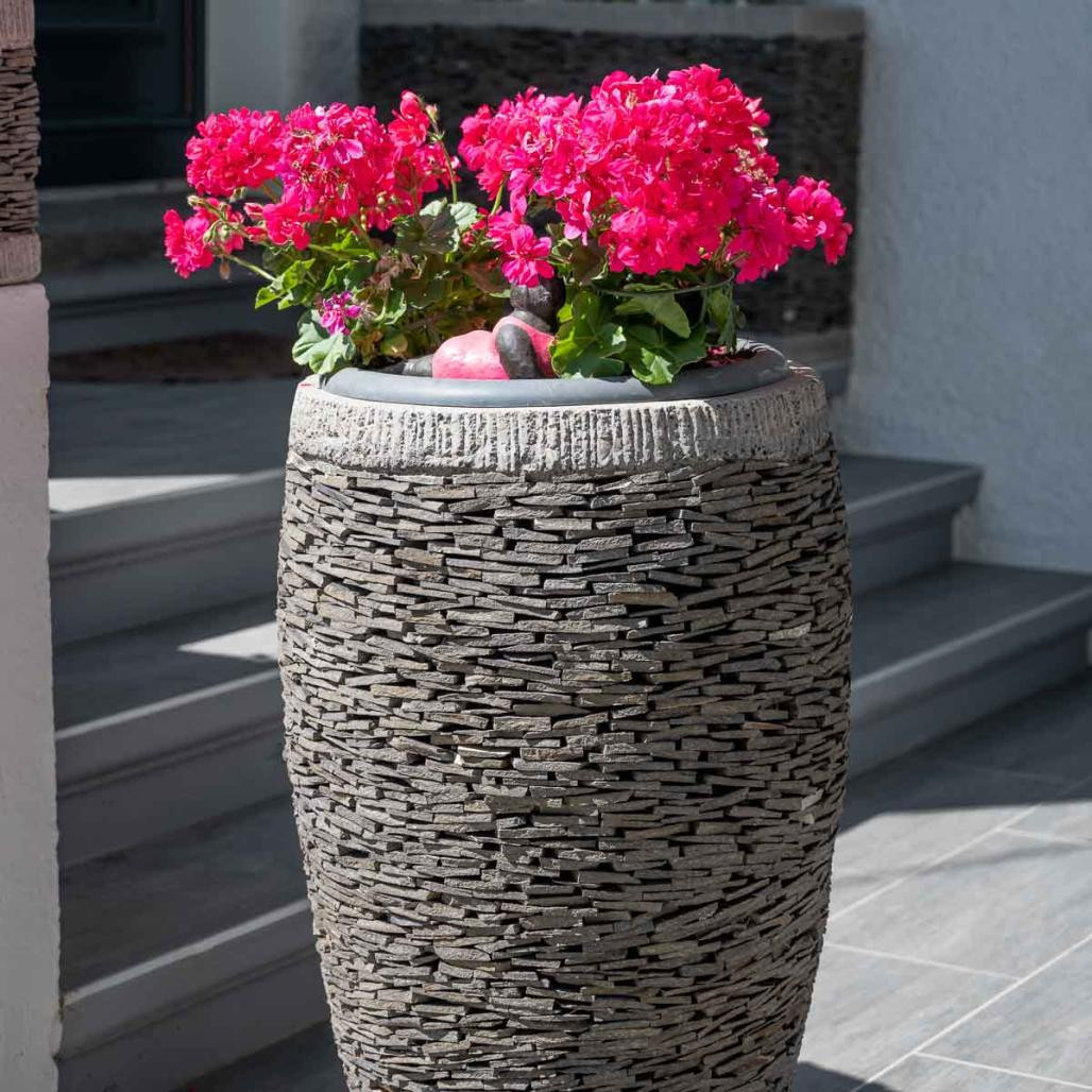 Maceta tiesto jardinera ovalada pizarra 80 cm jardà­n piedra natural