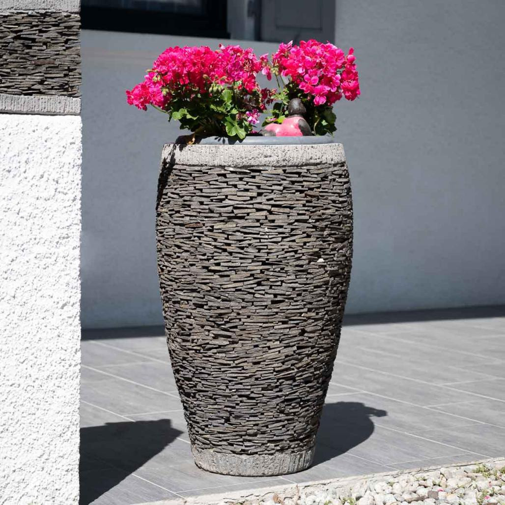 Maceta tiesto jardinera ovalada pizarra 80 cm jardà­n piedra natural