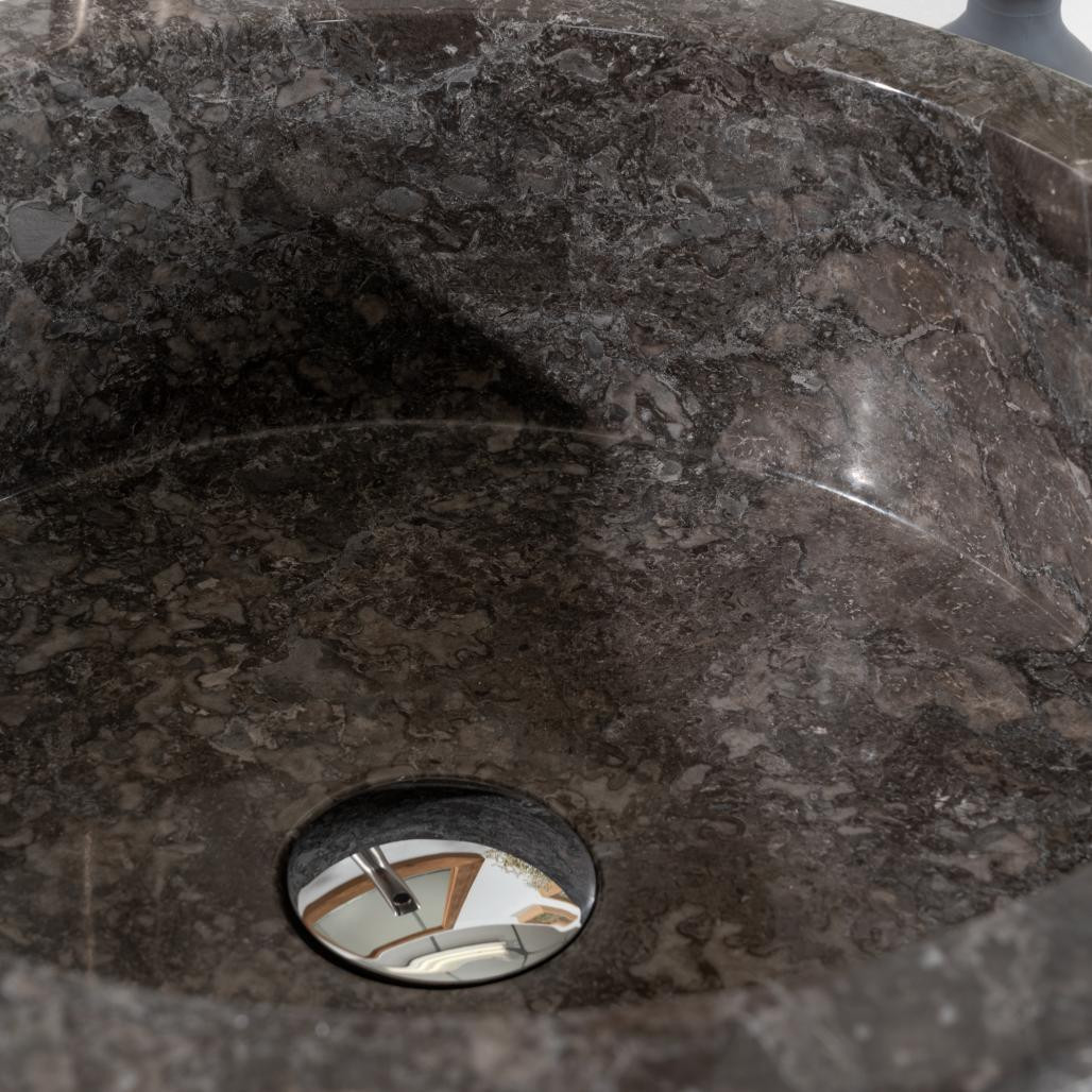 Lavabo de mármol para cuarto de baño Elba gris 40 cm