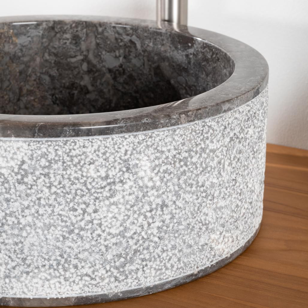 Lavabo de mármol para cuarto de baño Elba gris 40 cm