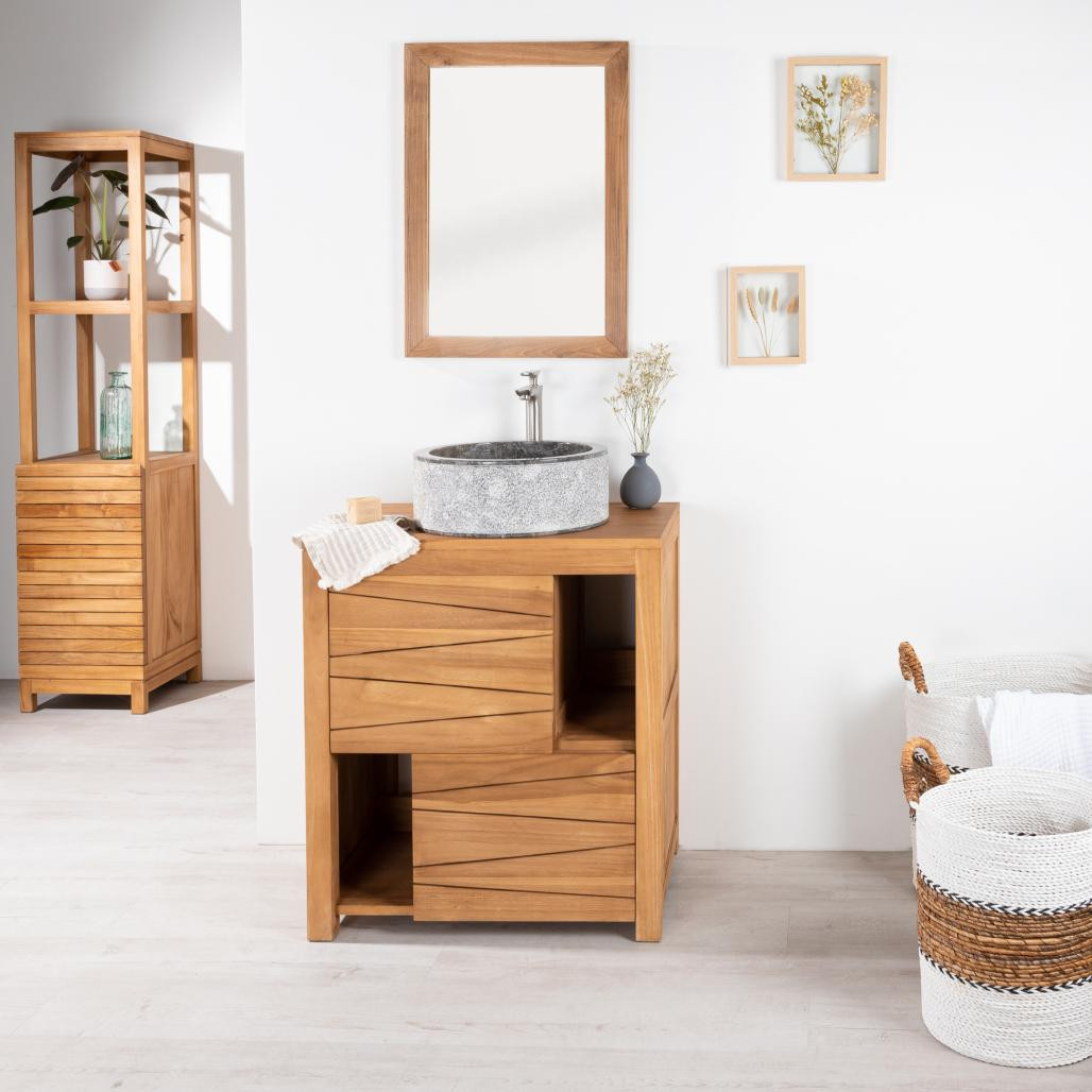 Lavabo de mármol para cuarto de baño Elba gris 40 cm