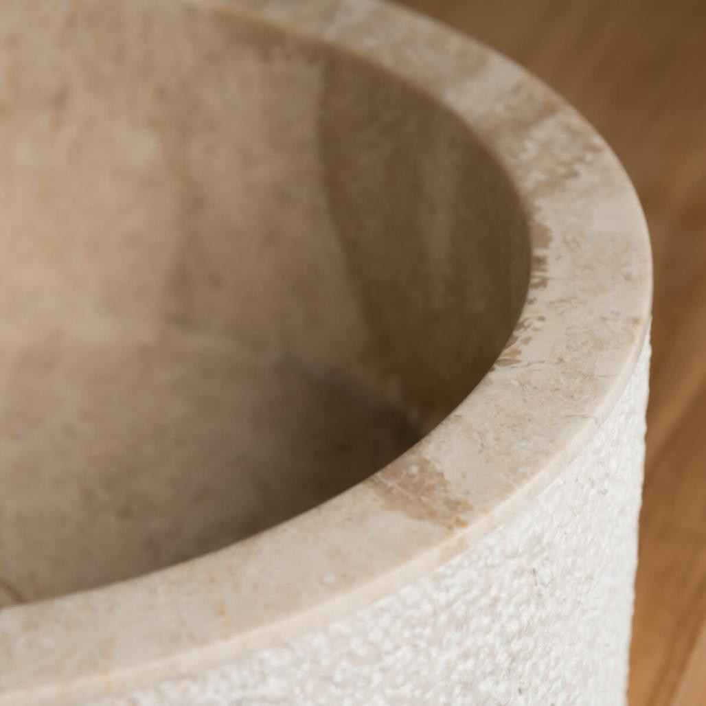 Lavabo sobre encimera para cuarto de baño de mármol Elba crema 40 cm