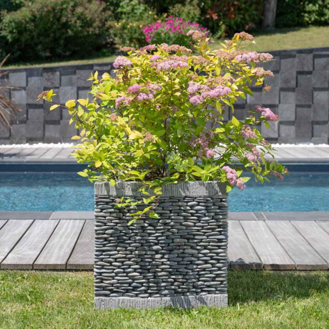 Maceta tiesto jardinera cuadrada cubo piedra 50 cm jardàn zen terraza