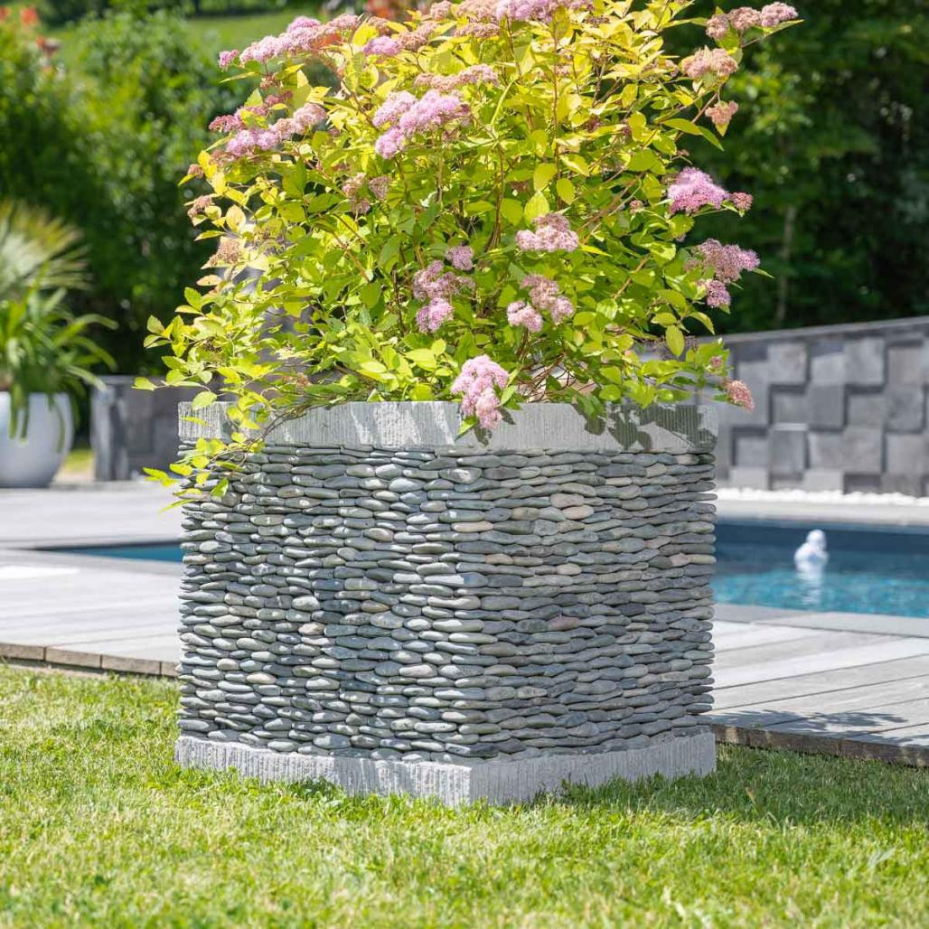 Maceta tiesto jardinera cuadrada cubo piedra 50 cm jardà­n zen terraza