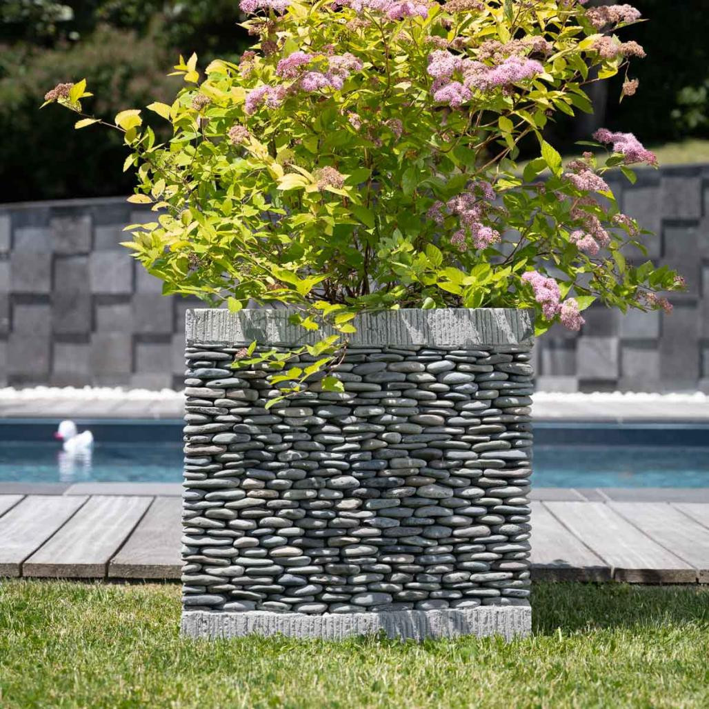 Maceta tiesto jardinera cuadrada cubo piedra 50 cm jardà­n zen terraza