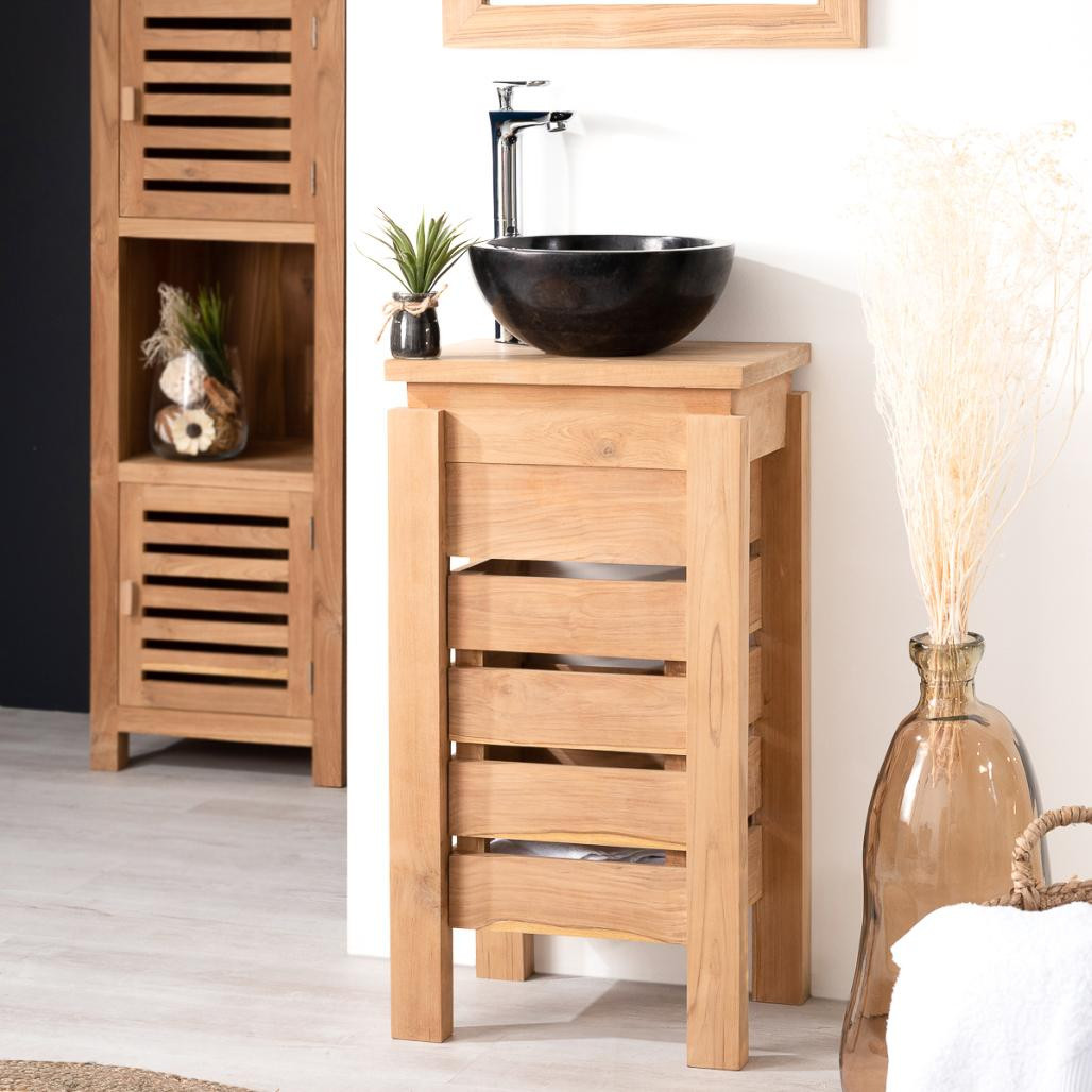 Mueble pequeño para cuarto de baño wc Zen de teca 40 cm