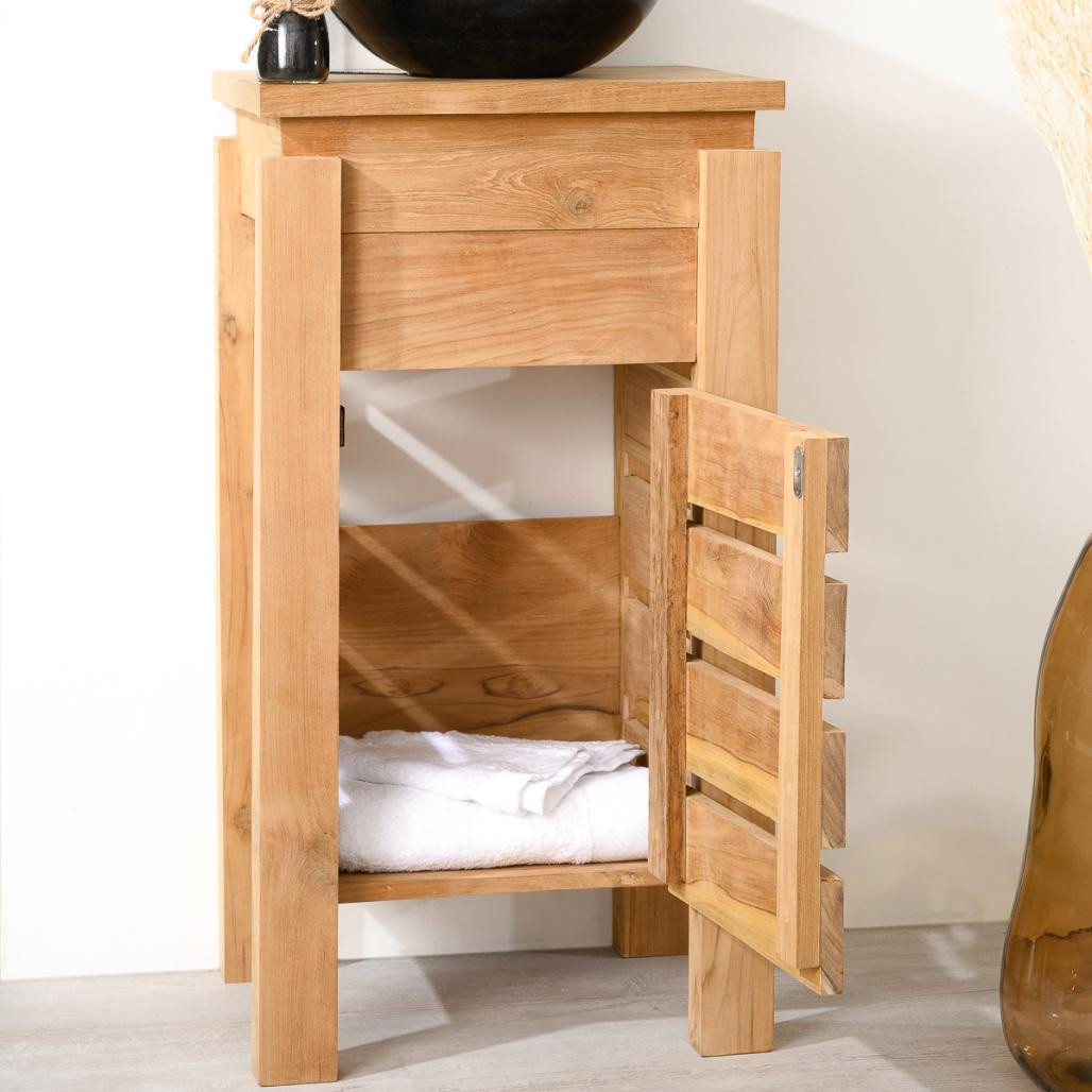 Mueble pequeño para cuarto de baño wc Zen de teca 40 cm