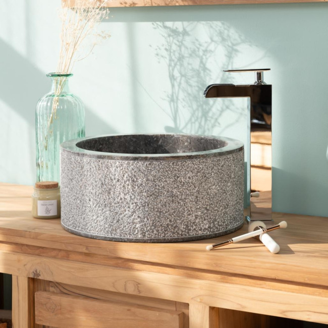 Lavabo 35 cm cuarto de baño de mármol Elba gris