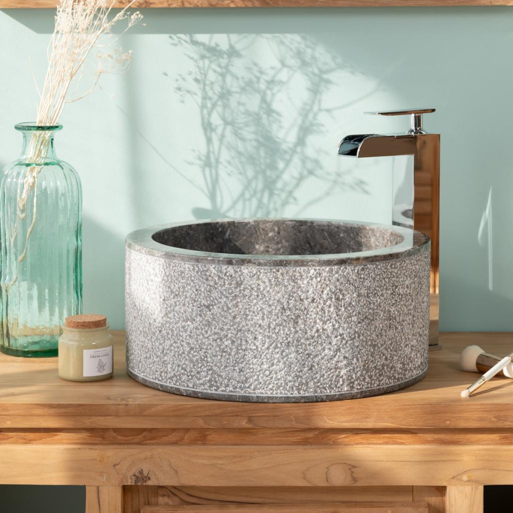 Lavabo 35 cm cuarto de baño de mármol Elba gris Lavabo 35 cm cuarto de baño de mármol Elba gris