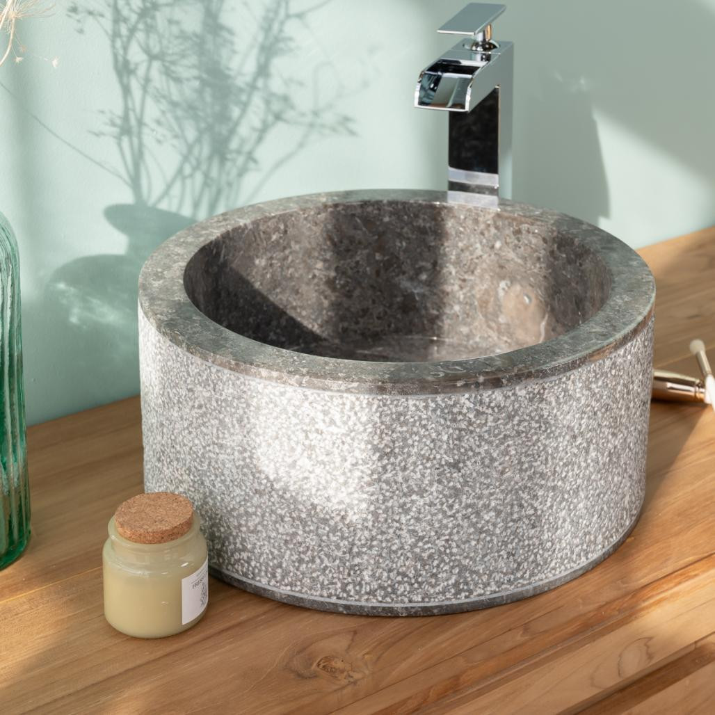 Lavabo 35 cm cuarto de baño de mármol Elba gris Lavabo 35 cm cuarto de baño de mármol Elba gris