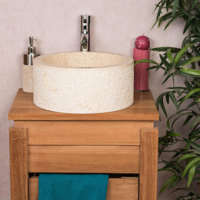 Lavabo sobre encimera para cuarto de baño de mármol Elba crema 35