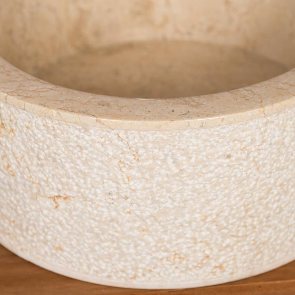 Lavabo sobre encimera para cuarto de baño de mármol Elba crema 35