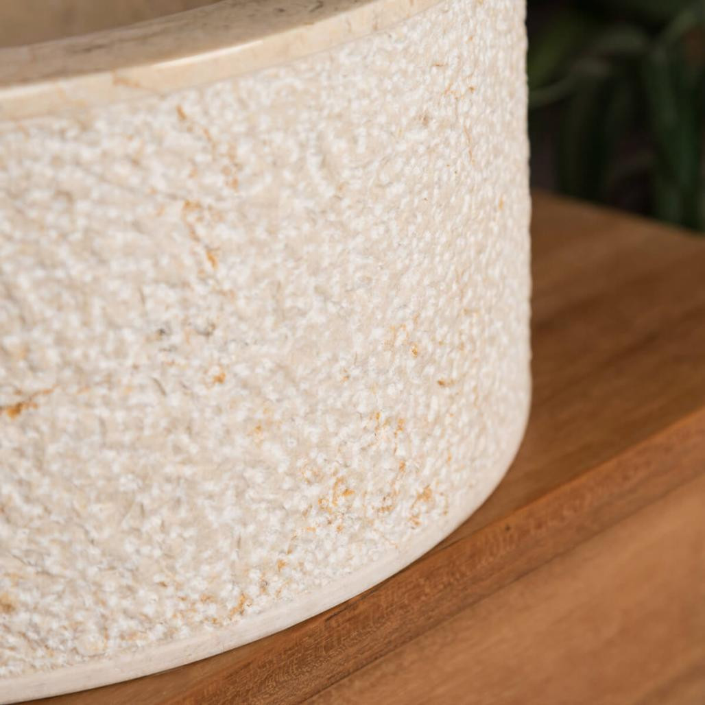 Lavabo sobre encimera para cuarto de baño de mármol Elba crema 35