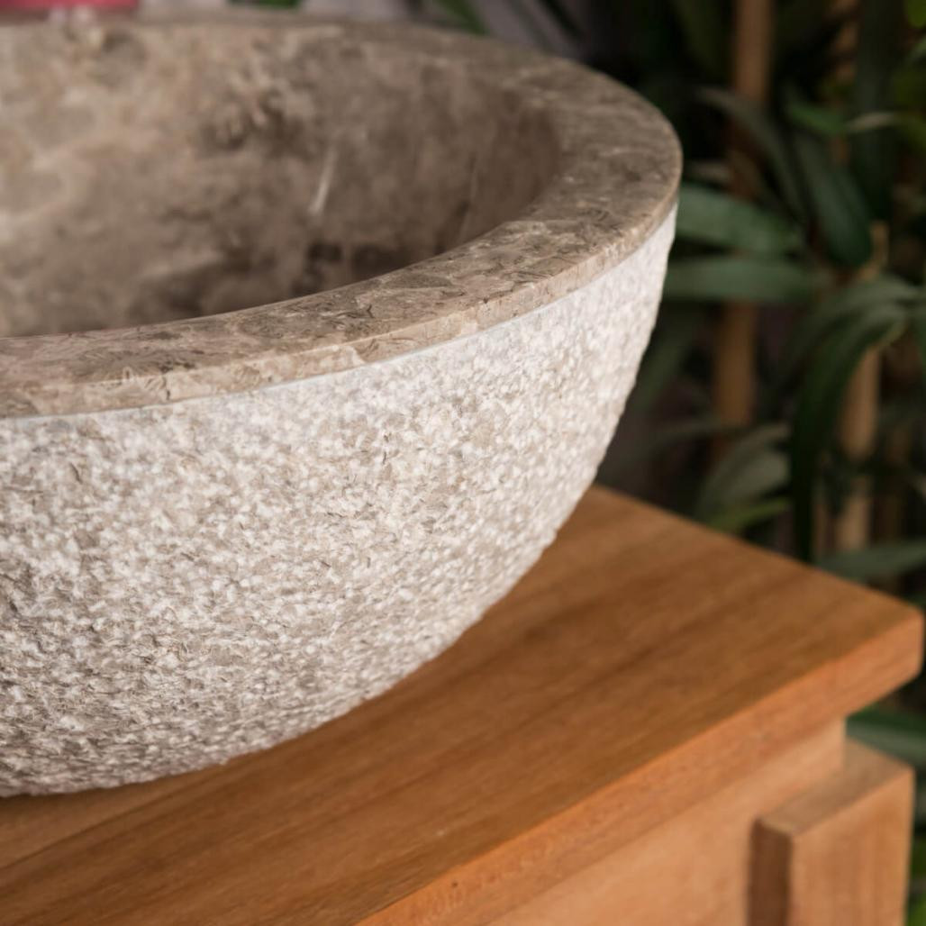 Lavabo sobre encimera de mármol Estrómboli gris 35 cm Lavabo sobre encimera de mármol Estrómboli gris 35 cm