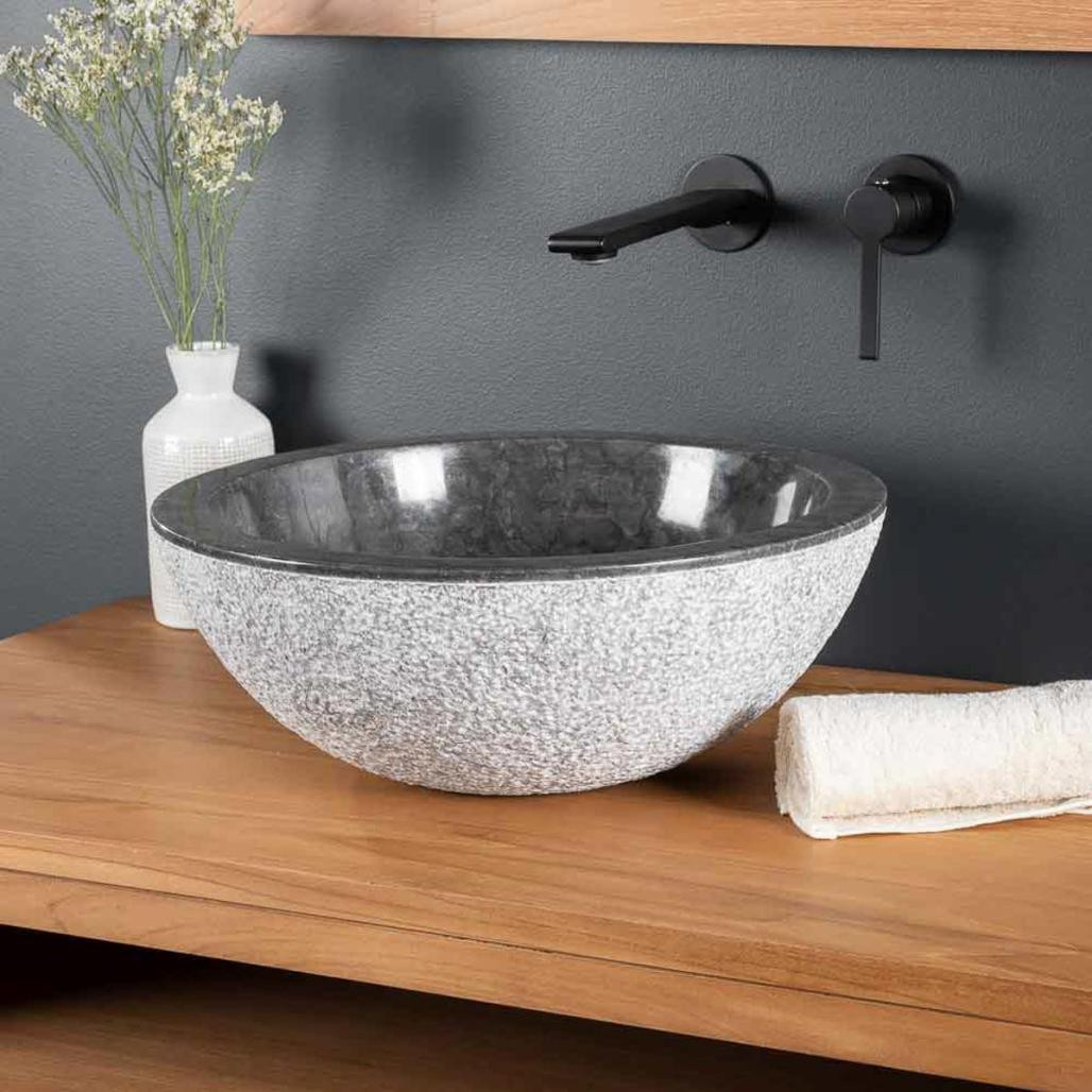 Lavabo sobre encimera de mármol Estrómboli negro 40 cm